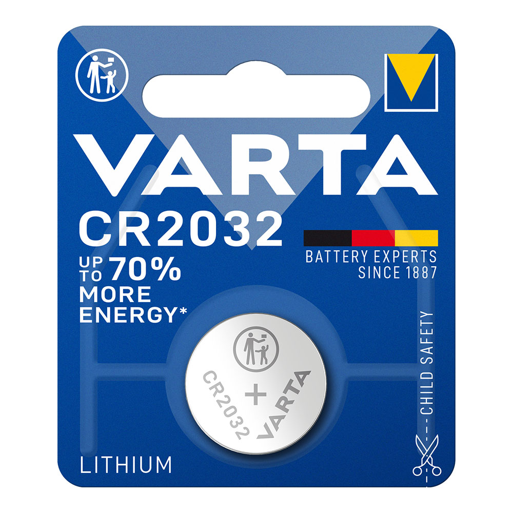 Micro pilha botão lítio varta cr2032 3v (blíster 1 un) ø20 0x3 2mm
