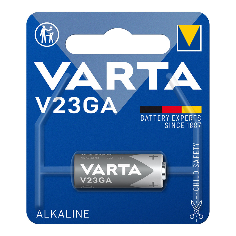 Pilha alcalina v23ga (23a) 12v varta para comando à distância (blíster 1 un) ø10 3x28 5mm