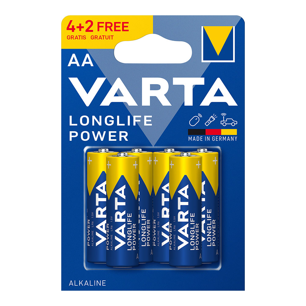 S.of. pilha alcalina longlife power aa - lr06 varta (blíster 6 un 4+2) ø14 5x50 5mm