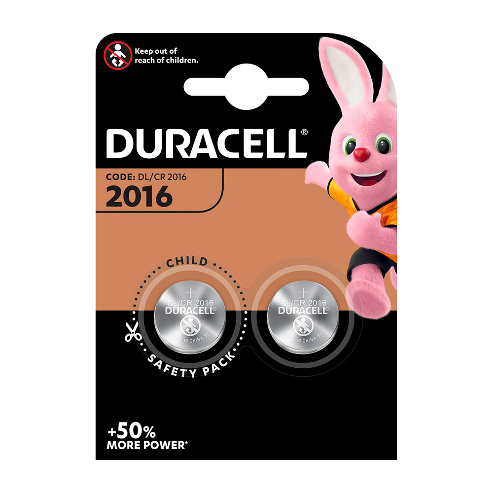 Micro pilha lítio botão duracell cr2016 (blíster 2 un) ø20x1 6mm