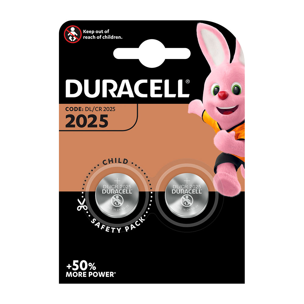 Micro pilha lítio botão duracell cr2025 3v (blíster 2 un) ø20x2 5mm