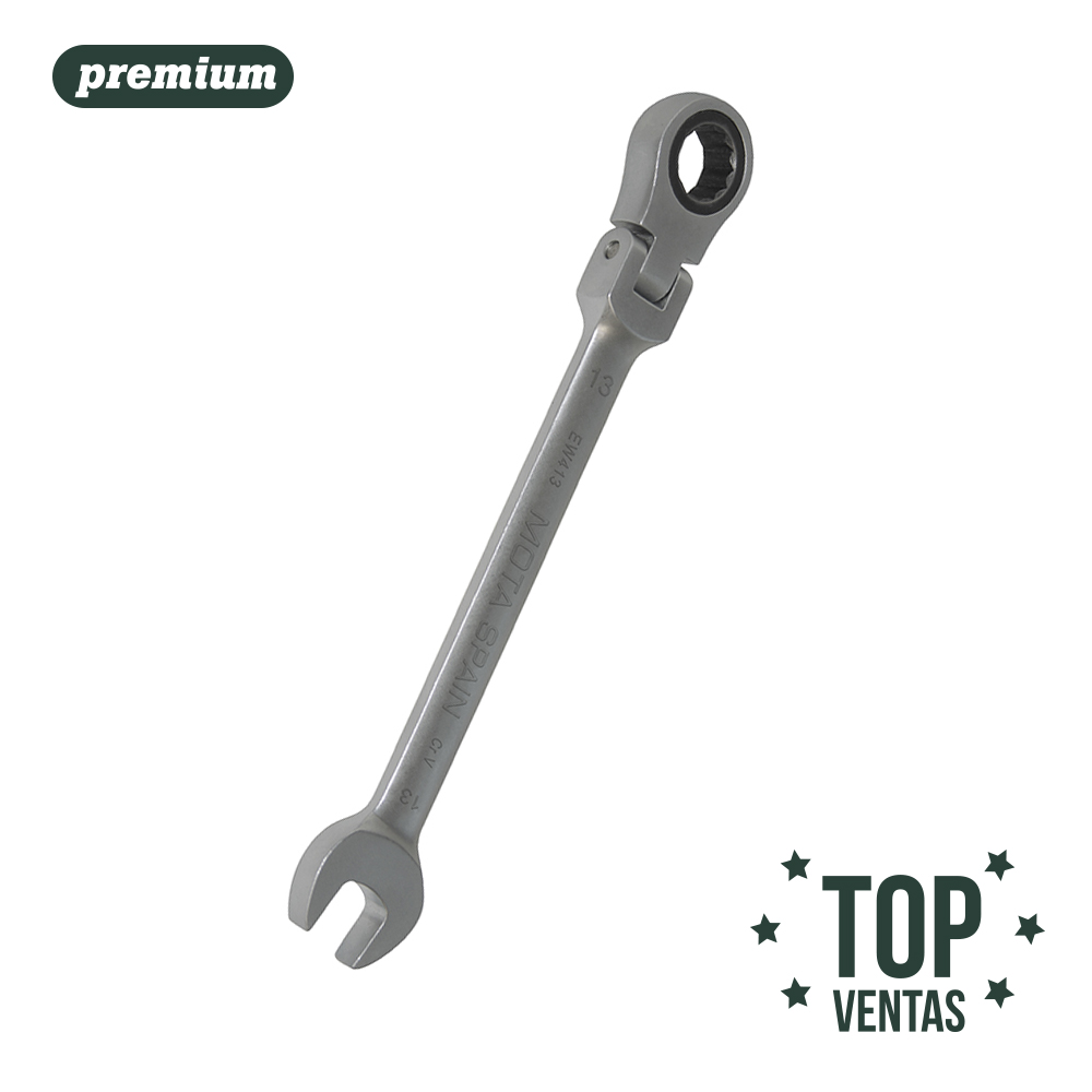 Chave combinada com catrava (chave boca + roquete) articulada 15mm ew415
