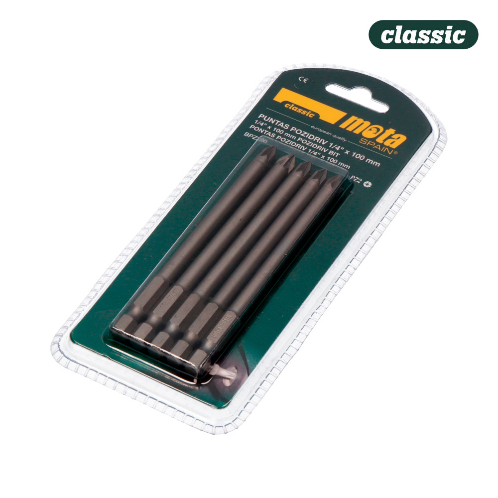 Pack 5 pontas bit pça 2x90mm 1/4  aço bpz290 mota