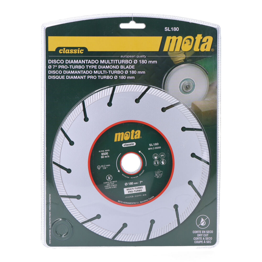 *ult.unidades* disco diamante multiturbo de ø180mm. mota