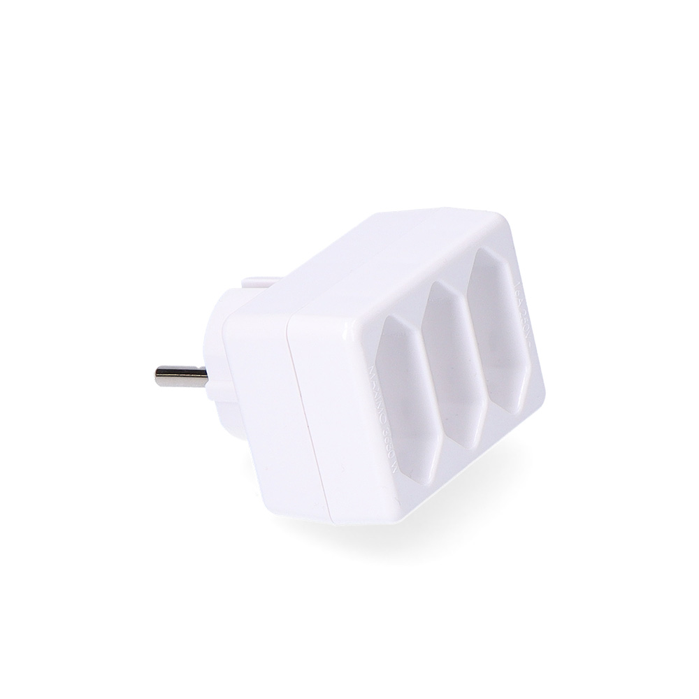 Adaptador triple 2p 16a 250v cor branco max. 3680w solera 5113