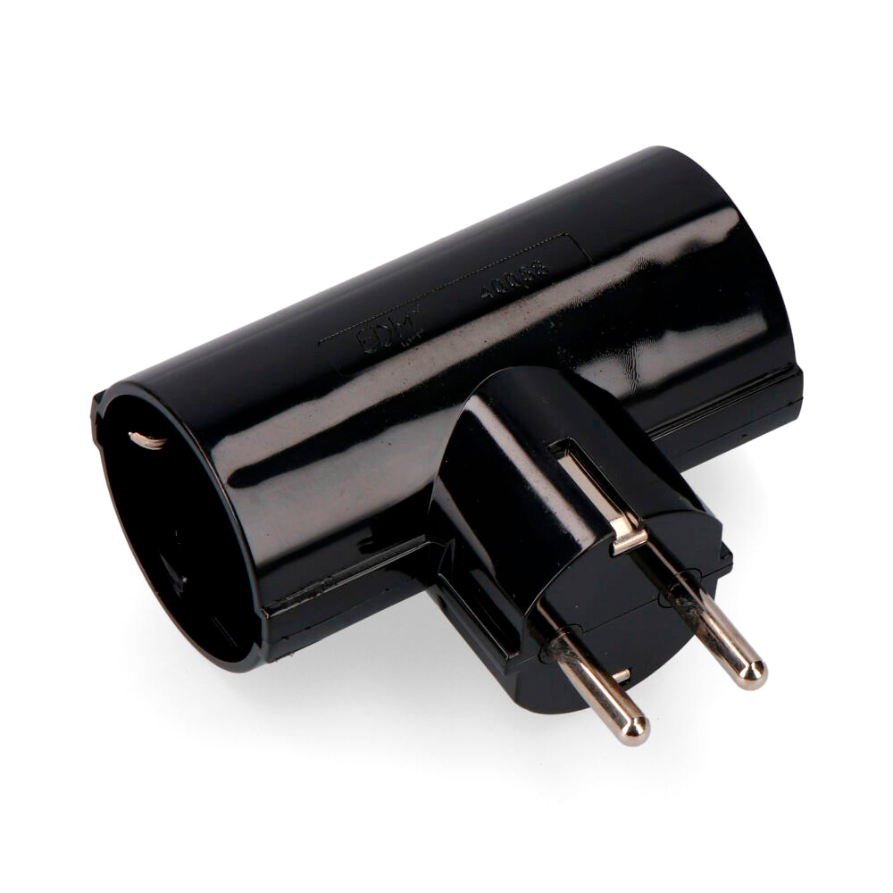 Ficha dupla preta com baquelite t/tl 16a 250v (retractilado) edm