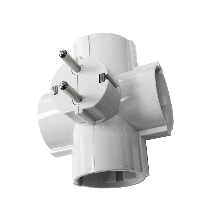 Ficha 4 tomadas t/tl saídas laterais 16a 250v 4 8mm (retractilado)