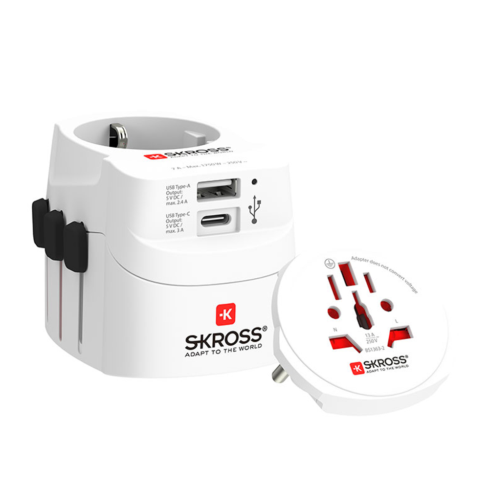 Kit 2 multi adaptadores de viagem skross 1302472