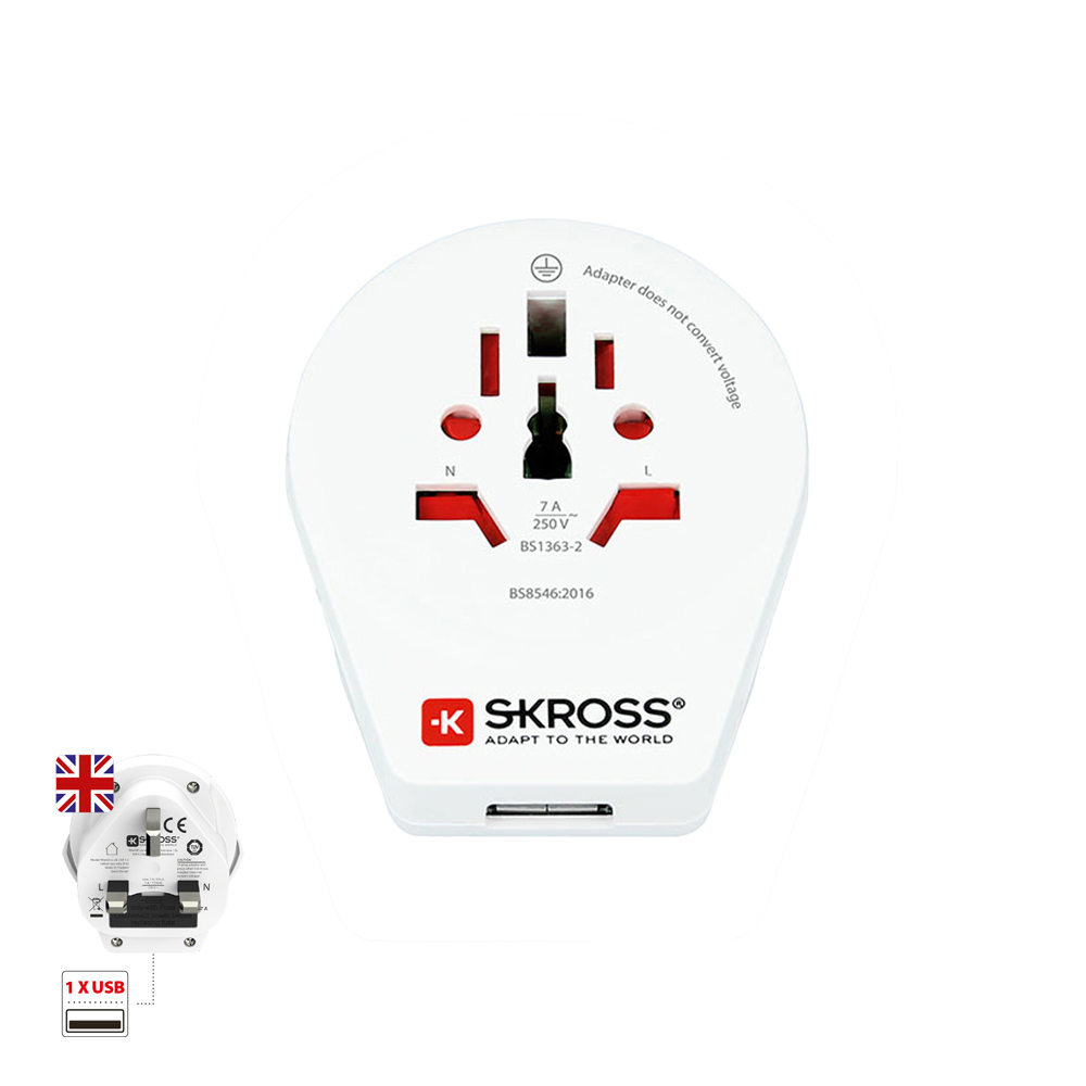 Adaptador mundial a reino unido com usb skross 1500267