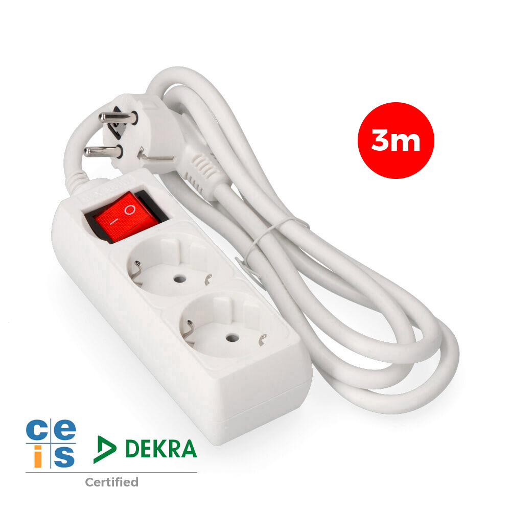 Bloco 2 tomadas schuko + interruptor 3m 3x1 5mm edm