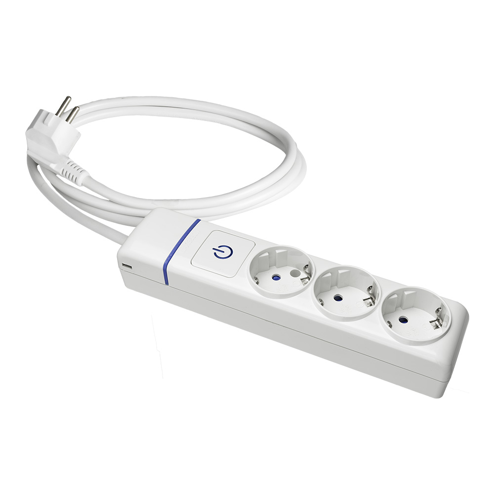 Bloco 3 tomadas t/tl + interruptor luminoso. cabo de 1 5m 8013pil solera