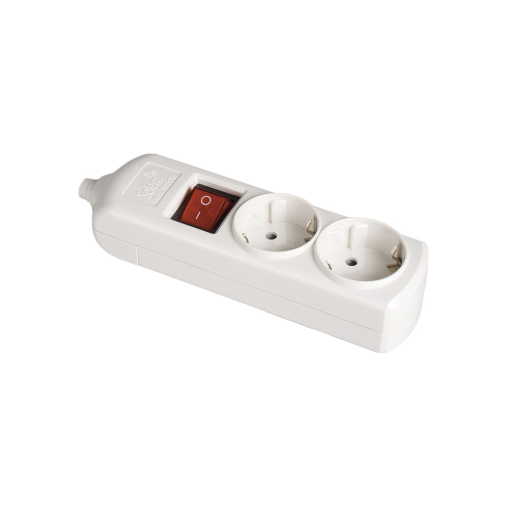 Bloco bipolar 2 tomadas com t/t lateral 16a 250v cor branco + interruptor luminoso solera 8002il
