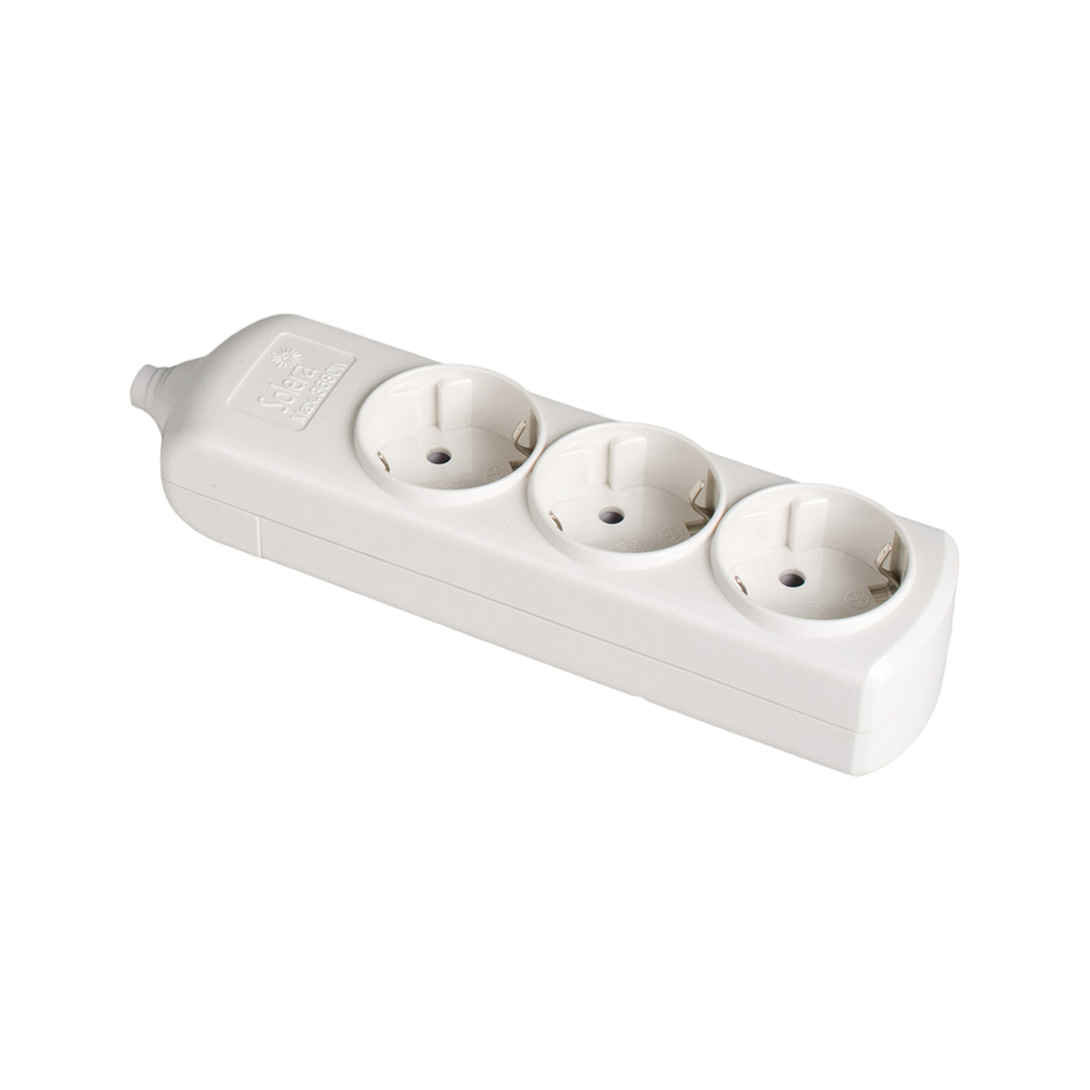 Bloco bipolar 3 tomadas com t/t lateral 16a 250v cor branco solera 8003