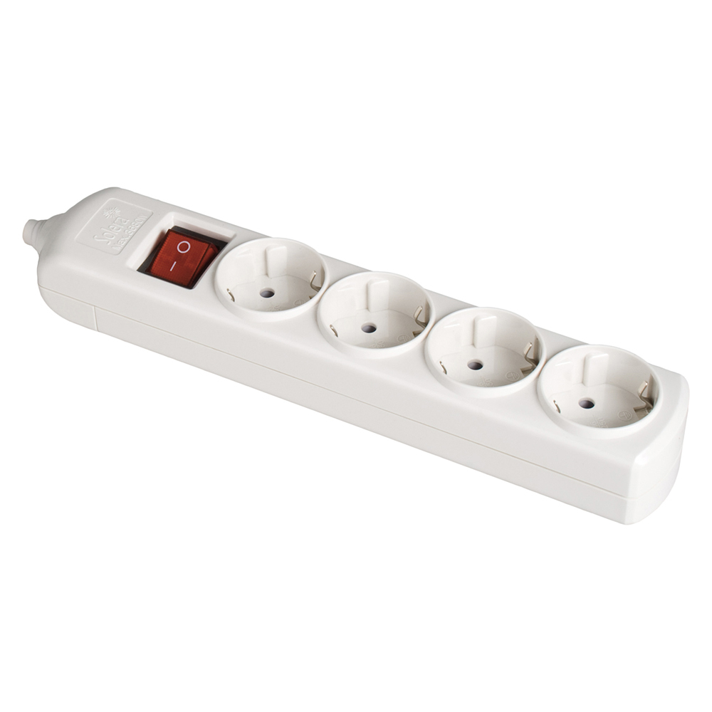 Bloco bipolar 4 tomadas com t/t lateral 16a 250v cor branco + interruptor luminoso solera 8004il