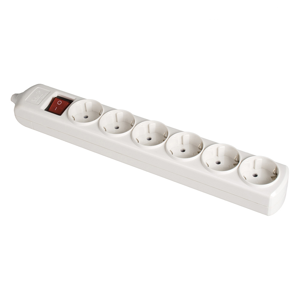Bloco bipolar 6 tomadas com t/t lateral 16a 250v cor branco + interruptor luminoso solera