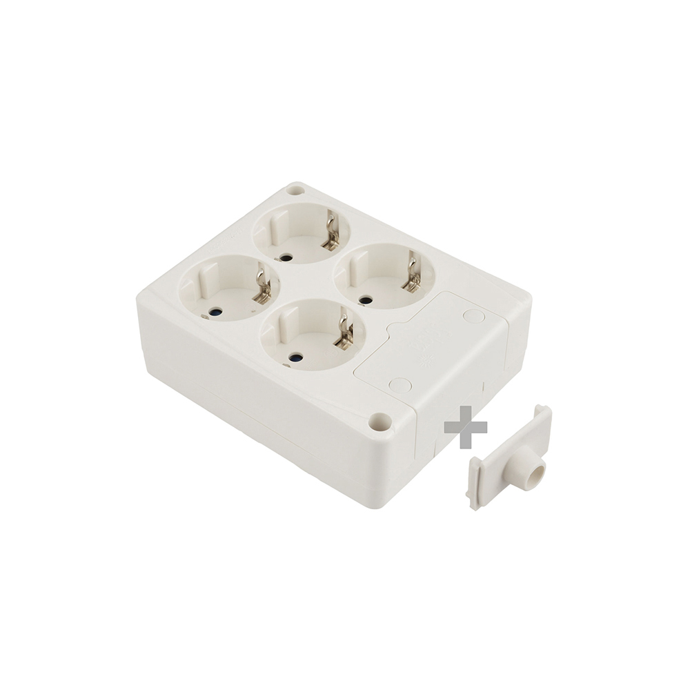 Bloco bipolar 4 tomadas com t/t lateral 16a 250v cor branco solera 8104