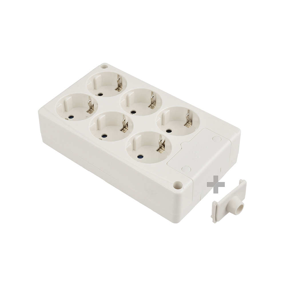 Bloco bipolar 6 tomadas com t/t lateral 16a 250v cor branco solera 8106