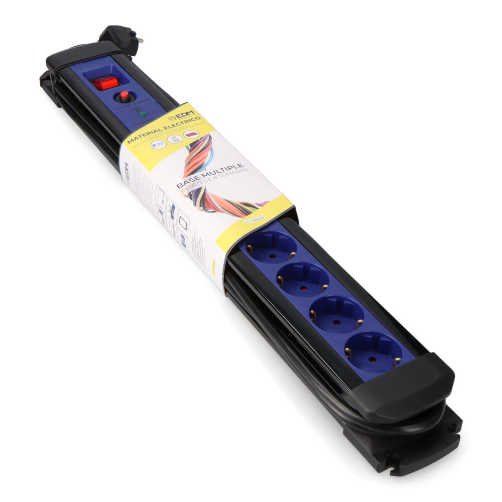 Bloco 8 tomadas com protetor + interruptor 3m edm