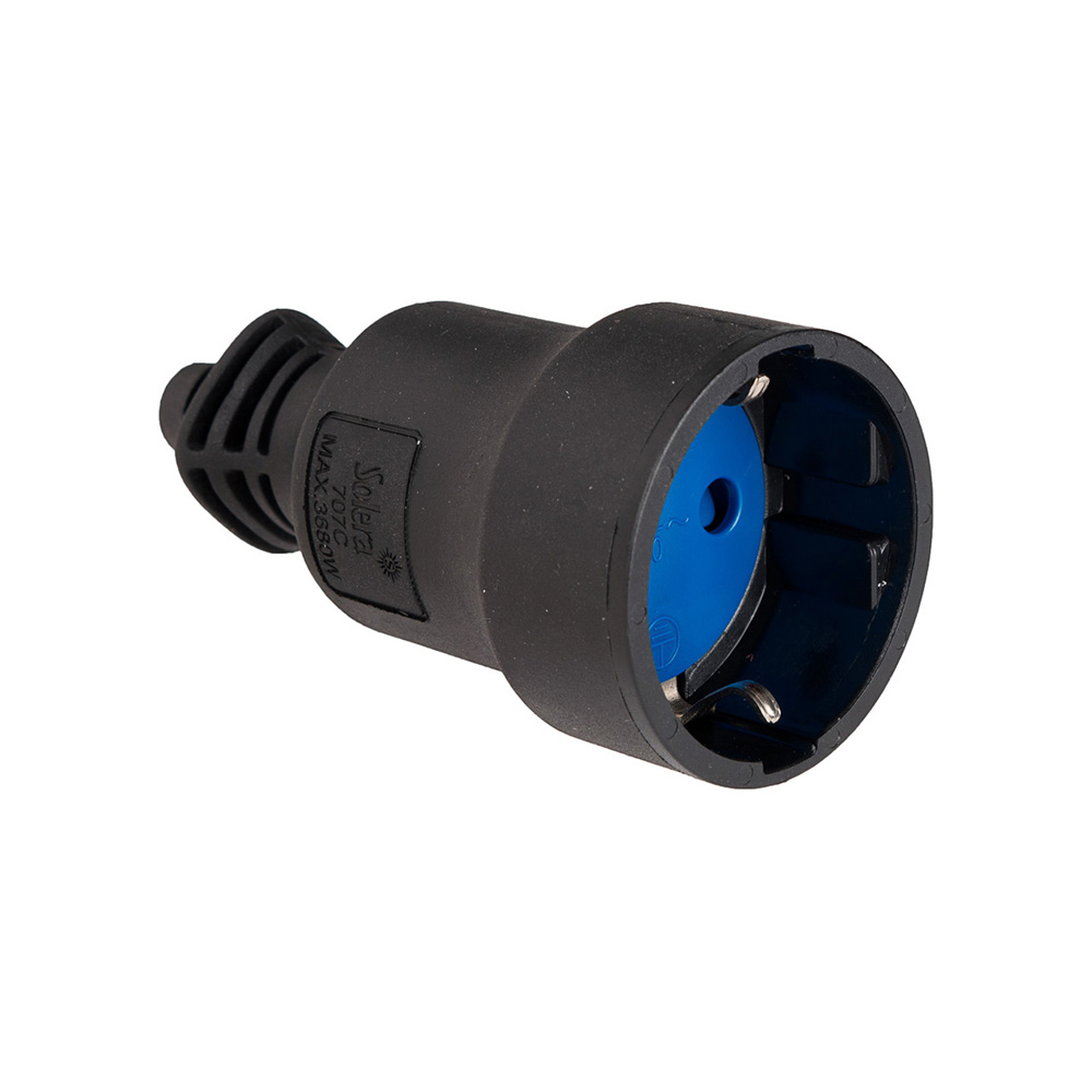 Ficha aérea de borracha 16a 250v t/tl 4 8mm preta (retractilado) solera 707c