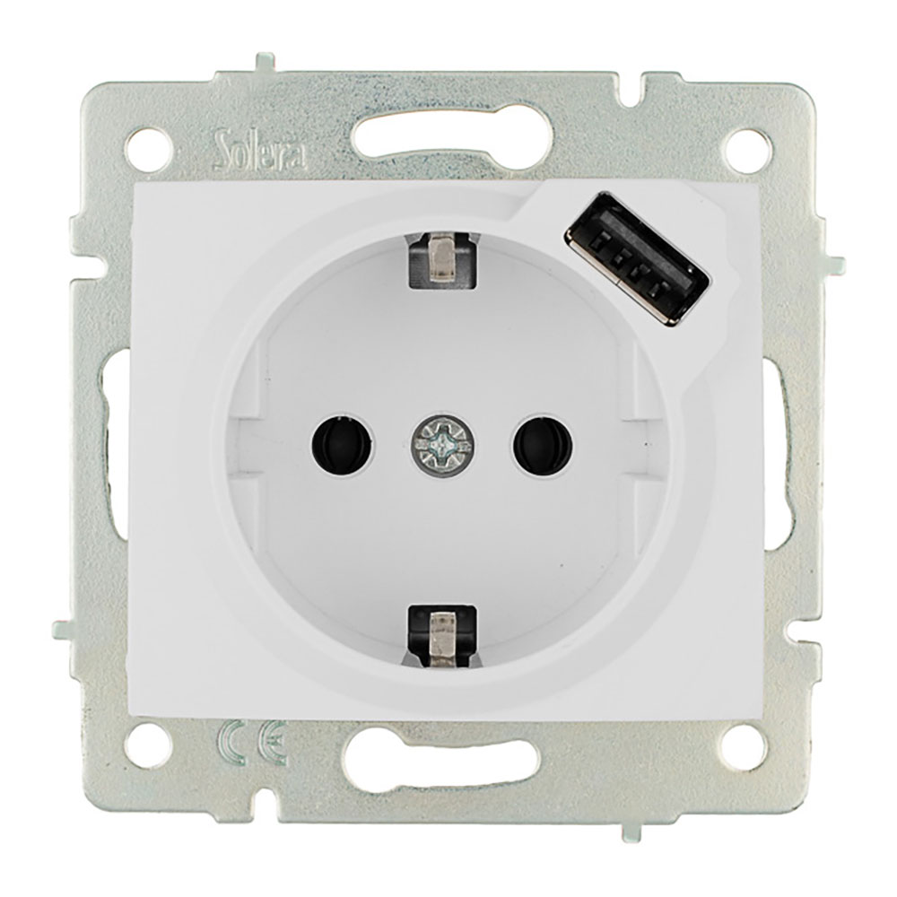 Tomada bipolar com t/tl 16a 250v com usb power s.europa solera erp60usb