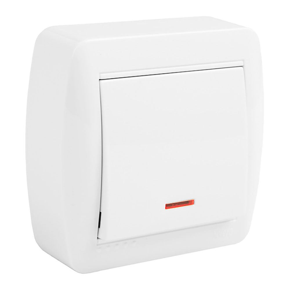 Comutador unipolar luminoso 74x72x78mm solera mur02ilu