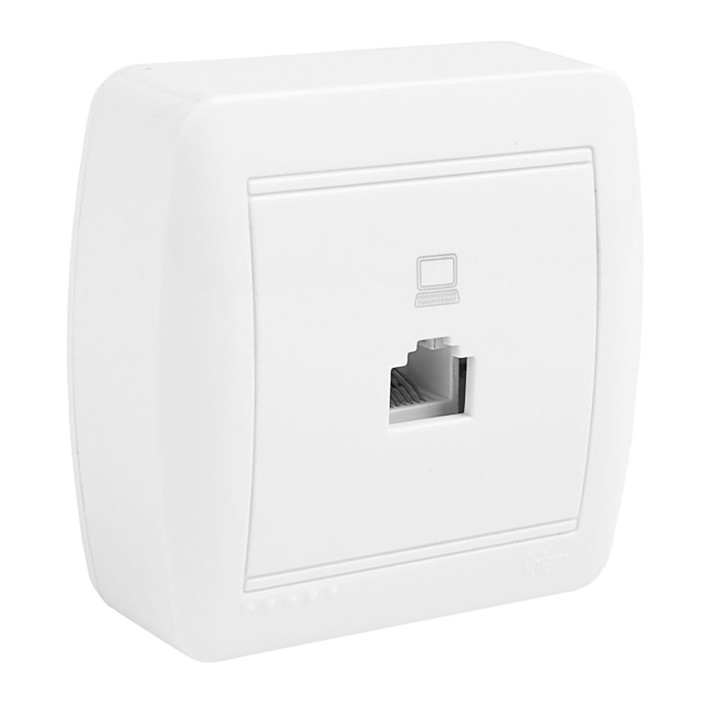 Tomada telefone rj45 cat 5e 74x72x28mm. mural solera mur88u