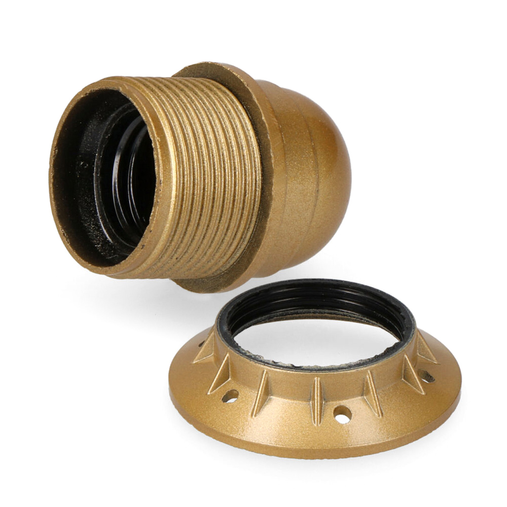 Casquilho semi-rosca e27 dourado + anilha (retractilado)