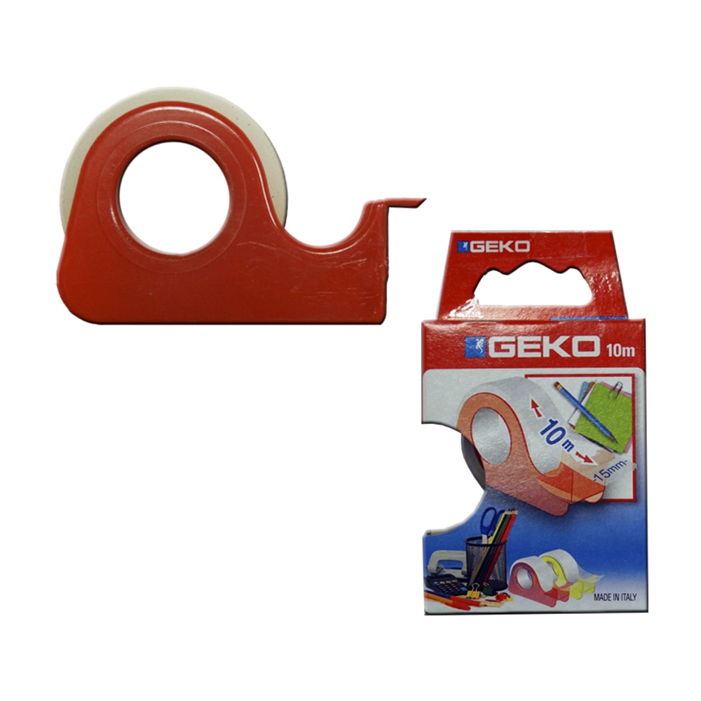 Fita adesiva transparente 10m com dispensador geko