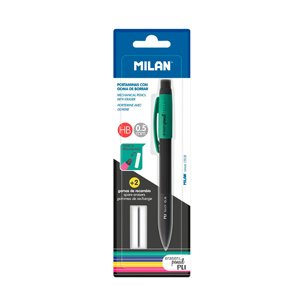 Blister lapiseiras pl1 0 5mm + 2 borrachas milan