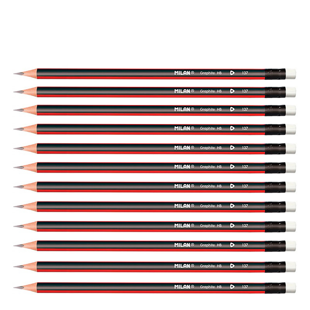 Pack 12 lápis de grafite com borracha milan