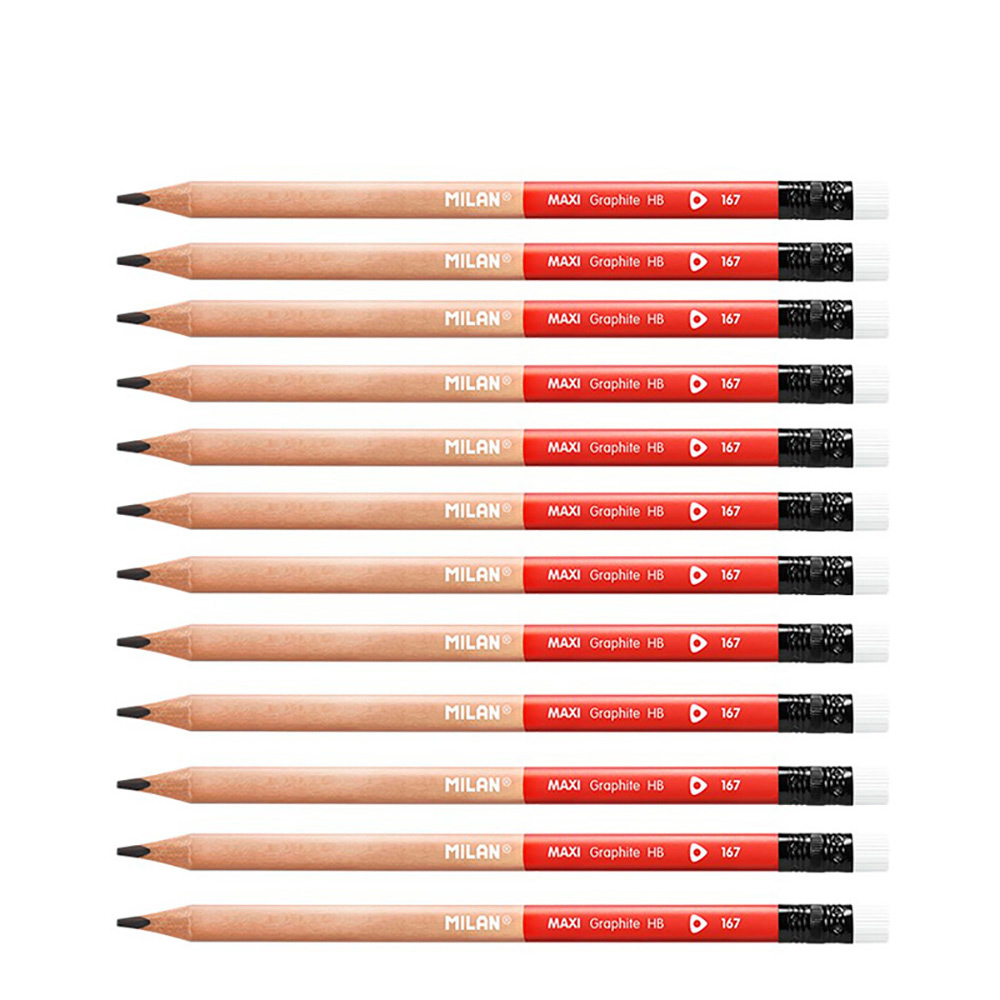 Pack 12 lápis de grafite com borracha maxi milan