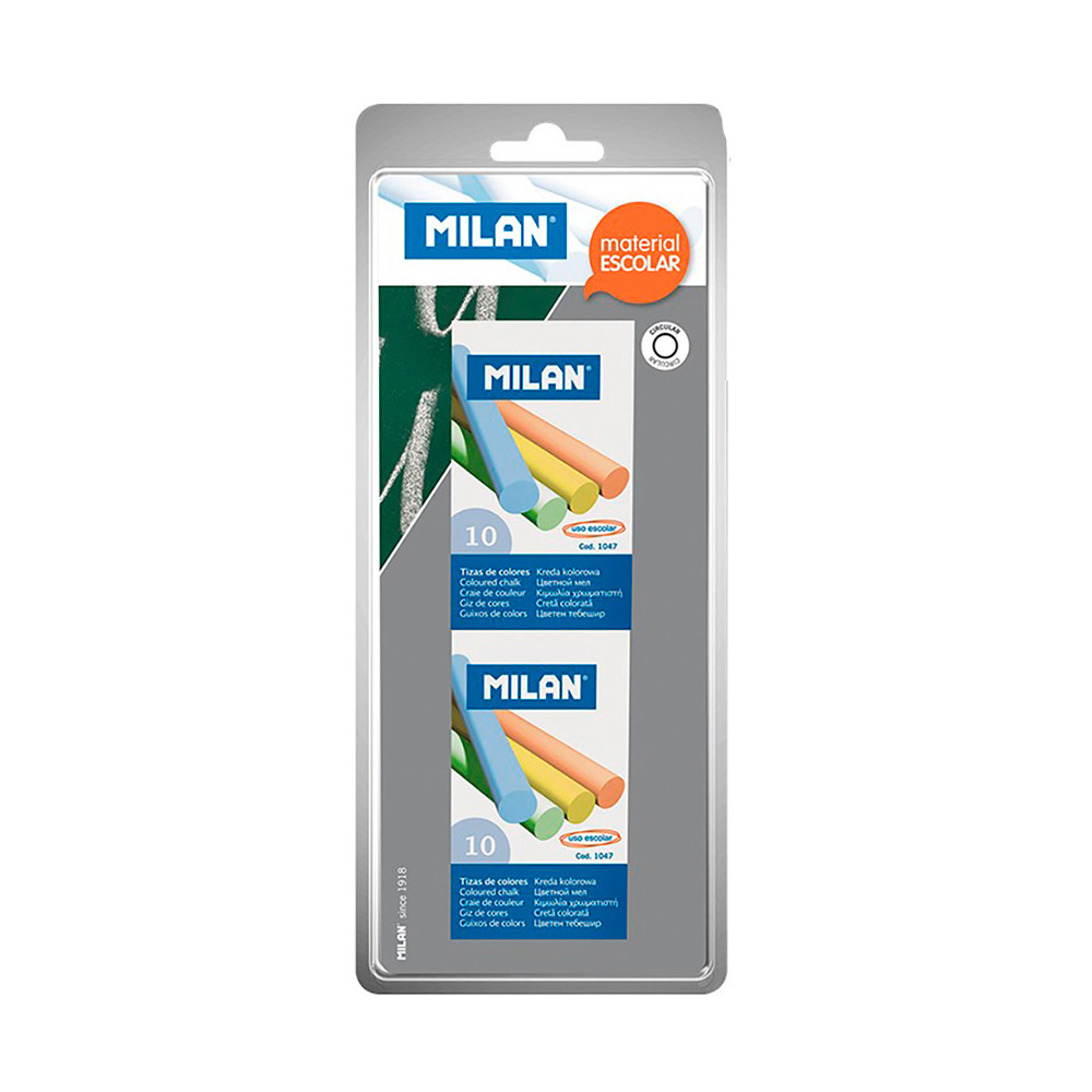 Blister 2 caixas 10 giz coloridos milan