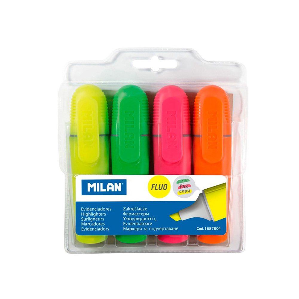 Pack 4 marcadores fluorescenes milan bevel toe milan
