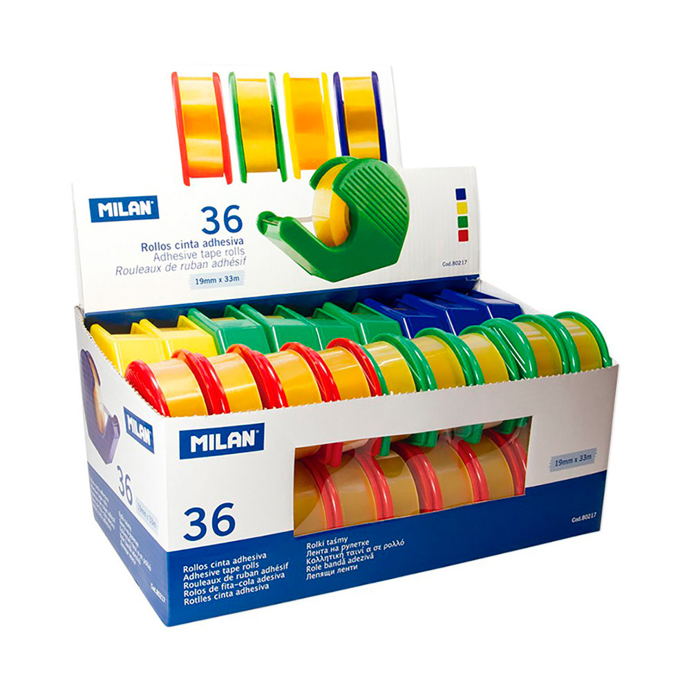 Distribuidor de fita adesiva transparente 19mm x 33m cores associadas milan