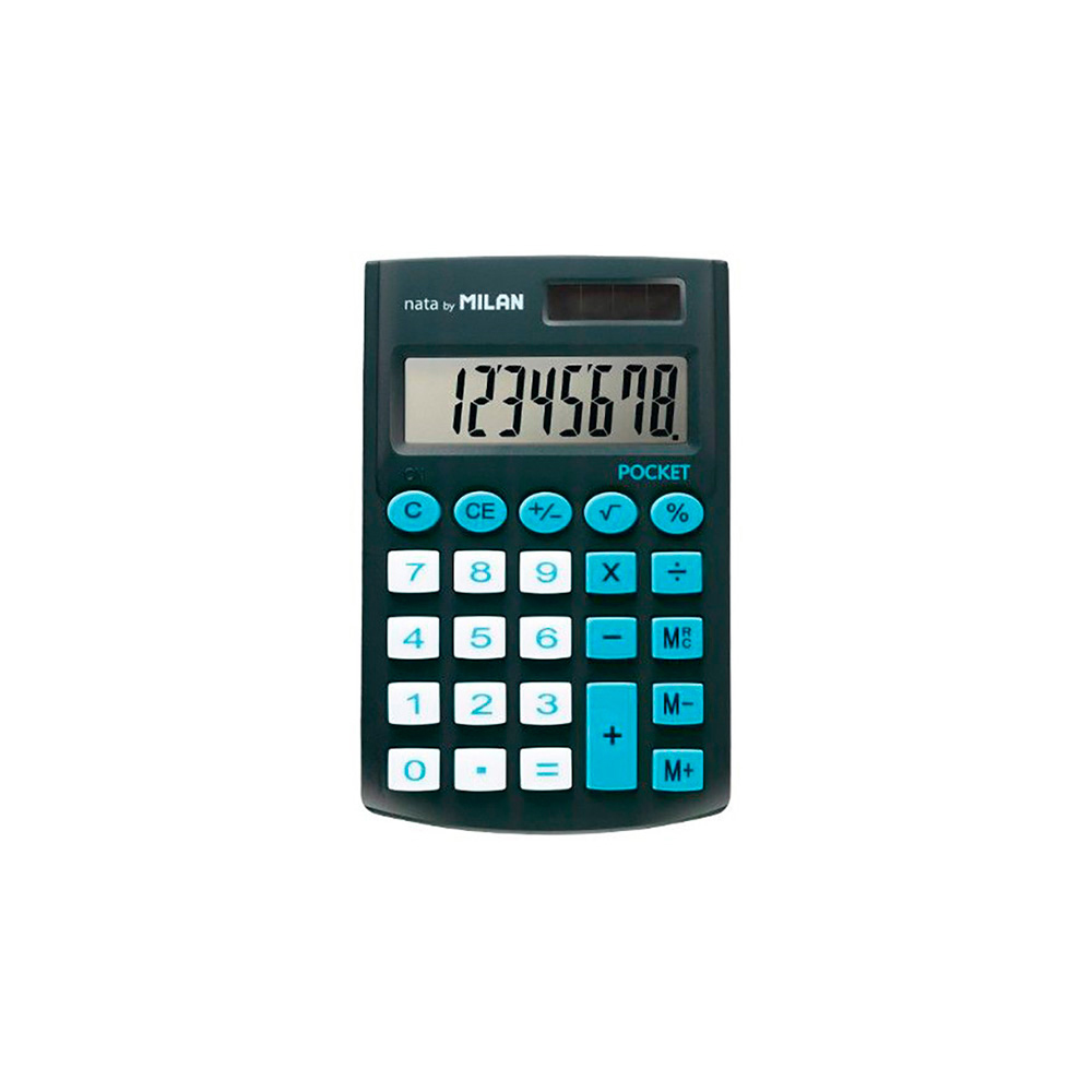 Blister calculadora pocket preto 8 digitos com capa milan