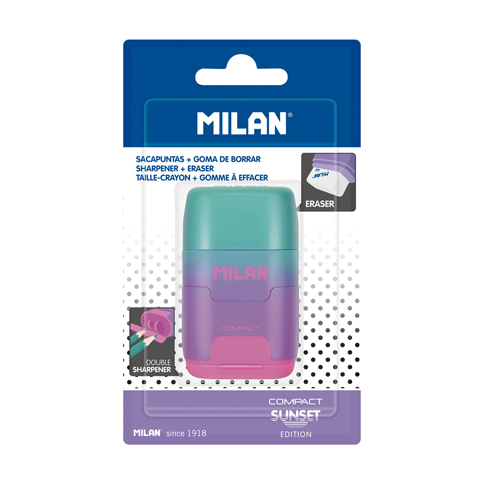Blister afia-lápis e borracha compact sunset lilás-rosa milan