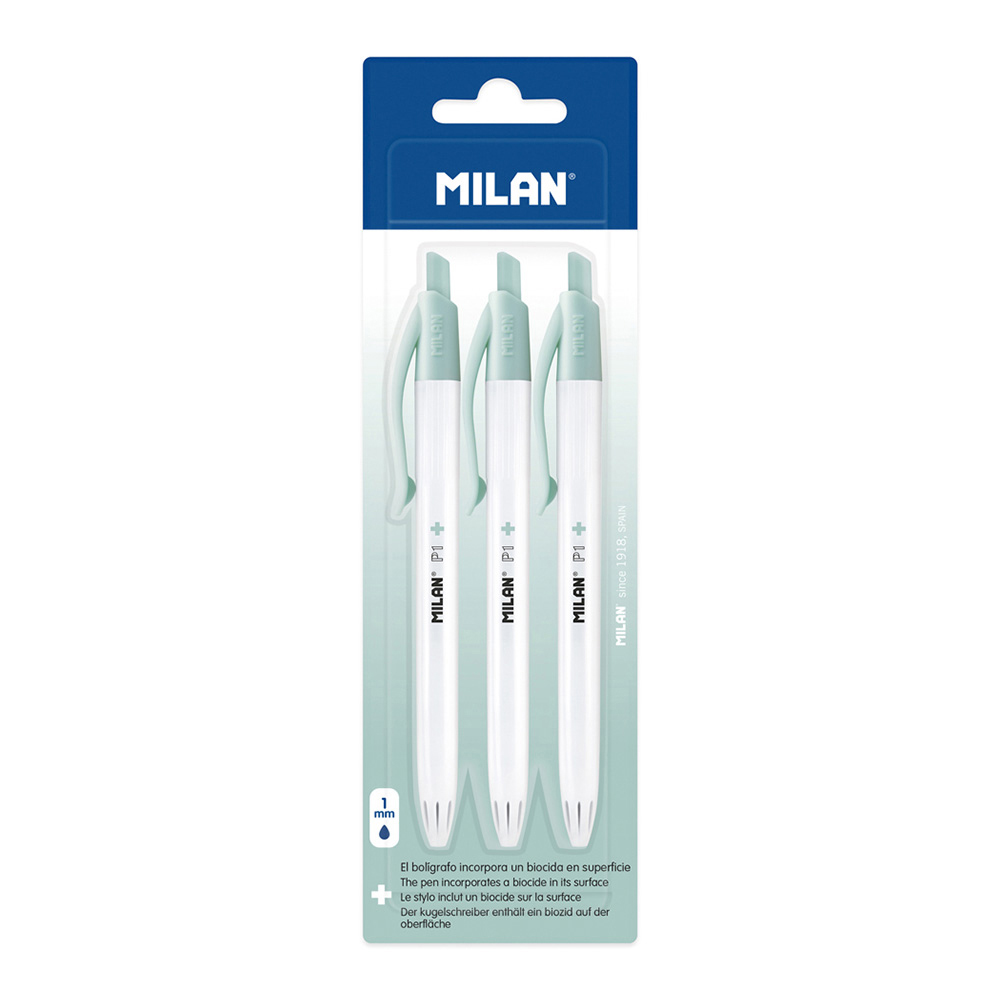Blister 3 canetas p1 tinta azul  edição + milan