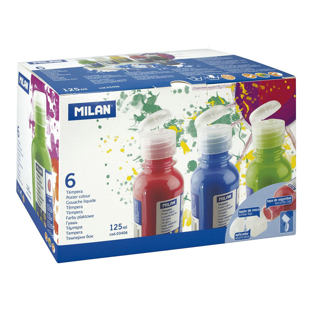 Caixa de 6 cores 125ml de temperatura cores sortidas milan