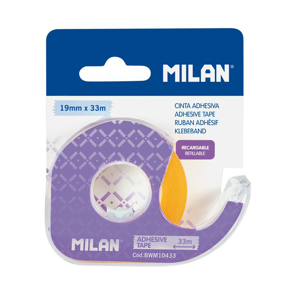 Blister dispensador fita adesiva transparente 19mm x 33m milan