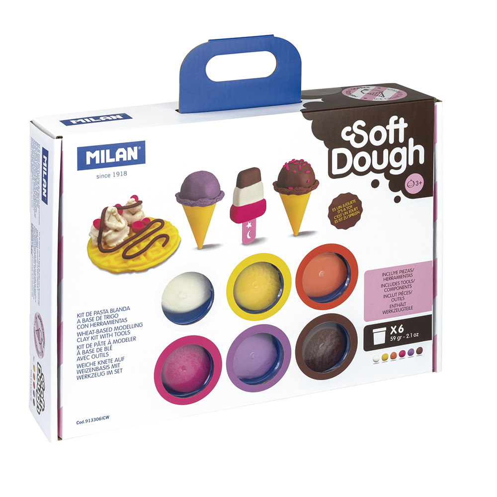 Kit de massa macia 59g à base de trigo com ferramentas  sorvetes e waffles  milan