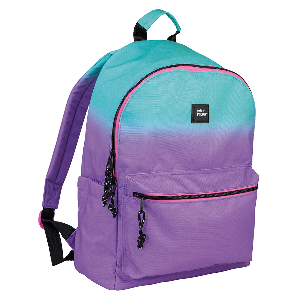 Mochila escolar 2 fecho (22l) sunset  lilás-turquesa milan