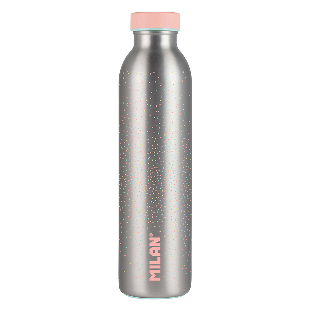 Garrafa isotérmica de inox 591ml serie silver  cor de rosa milan