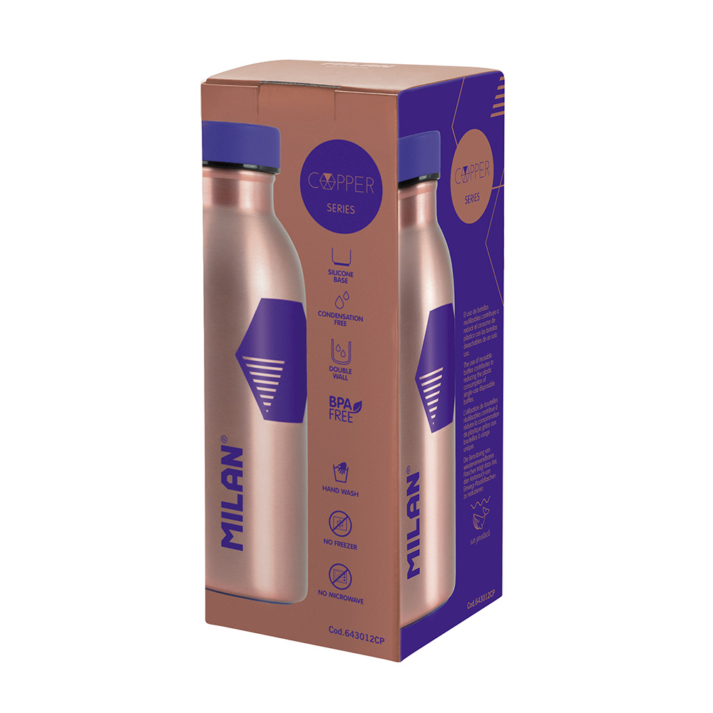 Garrafa isotérmica de inox 354ml serie copper  cor de lila milan