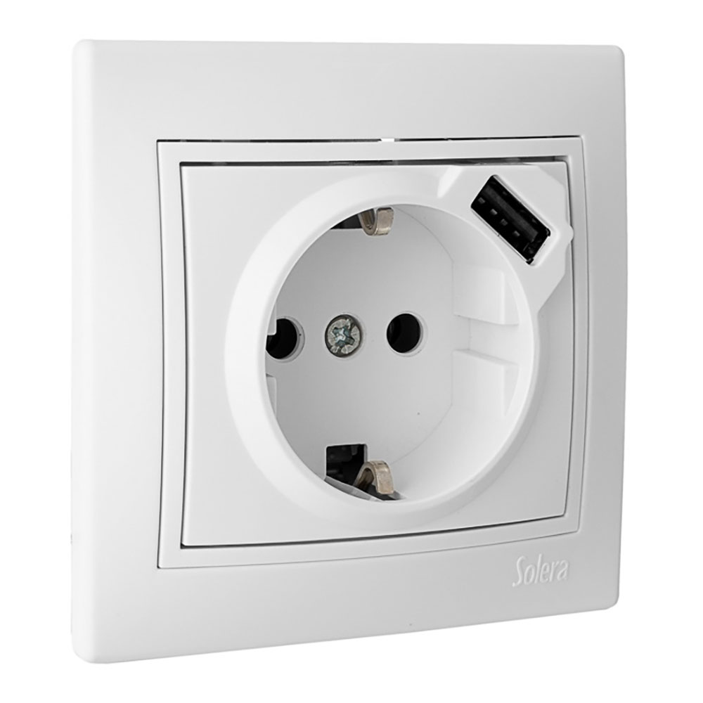 Tomada bipolar com t/tl 16a 250v usb s.europa solera erp60usb-u