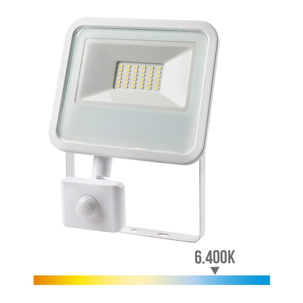 Projetor led 30w 2100lm 6400k luz fria com sensor de presença 20x4 5x15 8cm edm