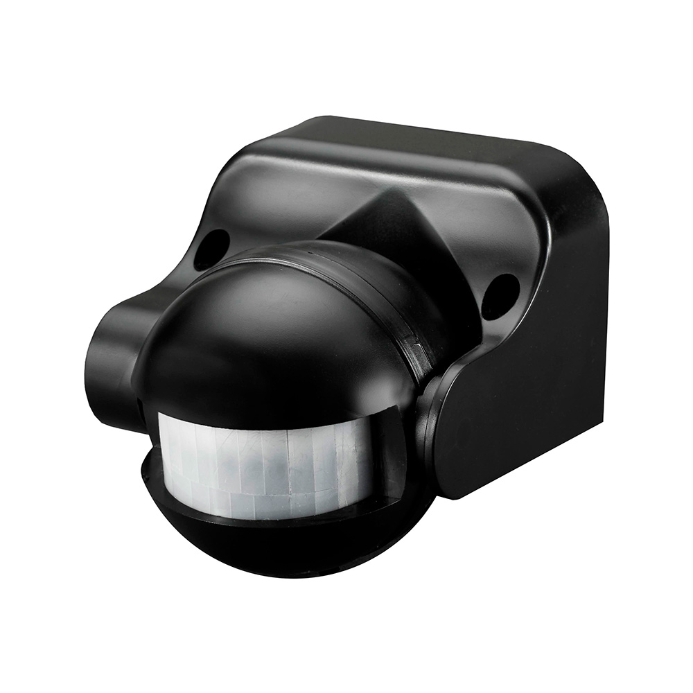 Detector de movimento com regulador noite/dia ajustável 180° ip44 preto edm