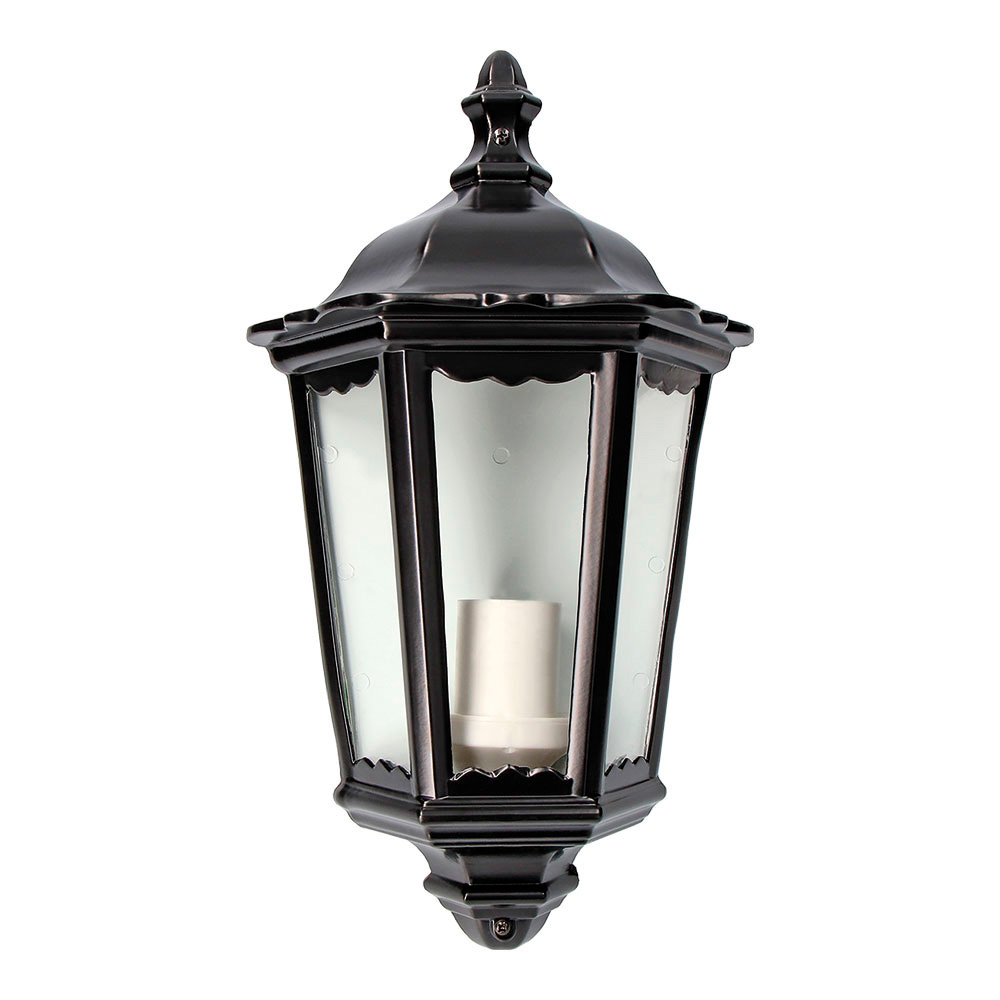 Lâmpada de parede de alumínio e vidro ip44 e27 100w cor preto 25x12x43cm modelo milan edm