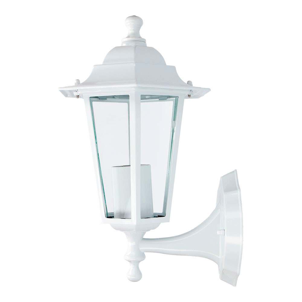 Candeeiro de alumínio e vidro para parede. ip44 e27 60w cor branca ø19 5x21x32cm modelo zurich. edm