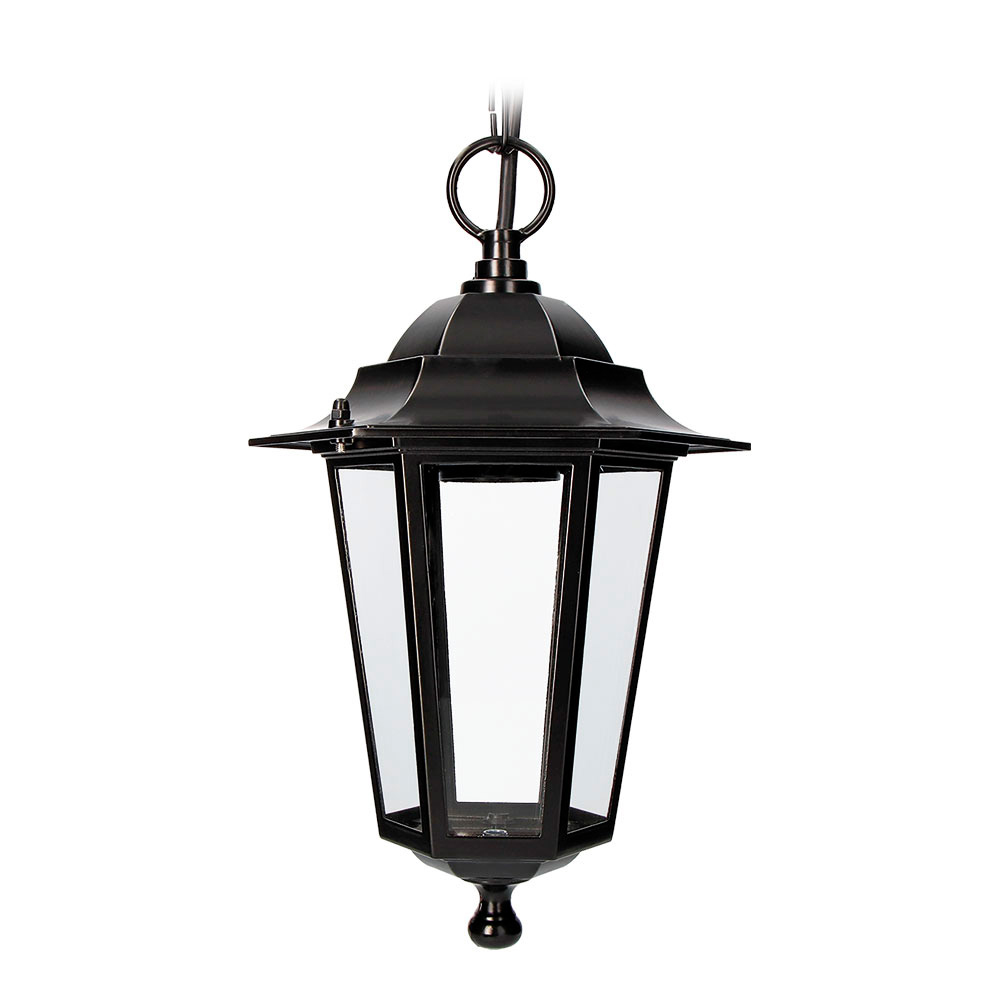 Candeeiro de teto em alumínio e vidro ip44 e27 60w cor preto ø19.2x945 7cm modelo zurich. edm