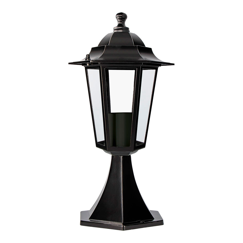 Candeeiro para muro em alumínio ip44 e27 60w cor preto ø16x40cm modelo zurich edm